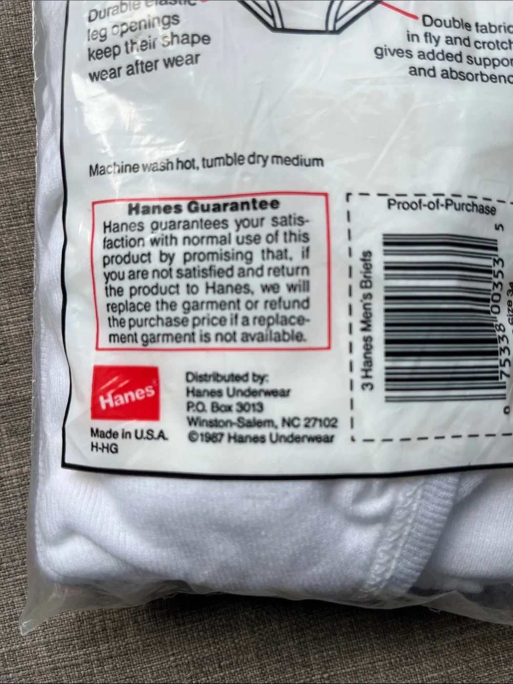 Vintage 1987 Hanes 100% Cotton Briefs 3-Pack Size 34